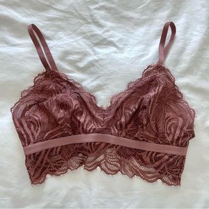 Oysho Lace Bralette, Chocolate Brown, Size 34B